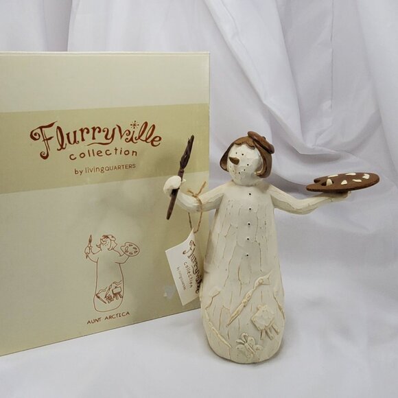 Flurryville Collection AUNT ARCTICA 8" Figurine Snowman Artist Paint Brush Box - Picture 1 of 13